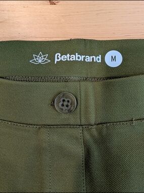 Betabrand Olive Green Faux Button-skinny Dress Pant.